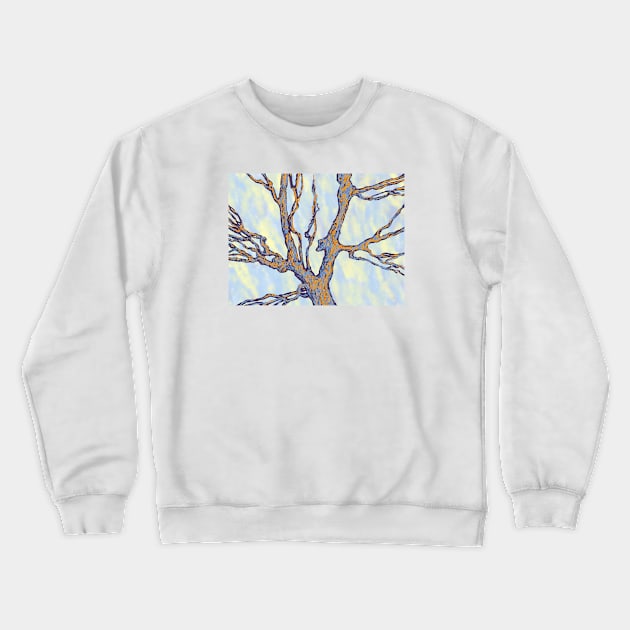 The Branches on Celestial Blue Sky Crewneck Sweatshirt by okpinsArtDesign